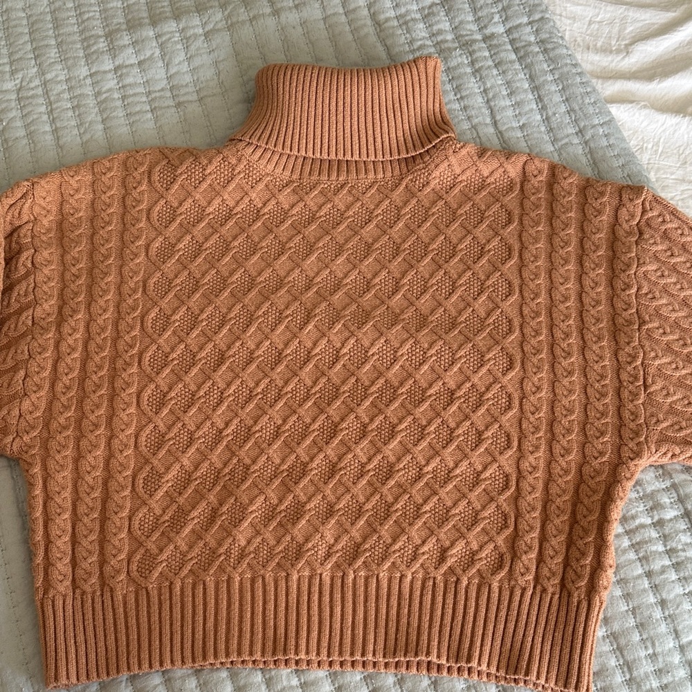 Tahari Women's Cable Knit Turtleneck Sweater - Tan